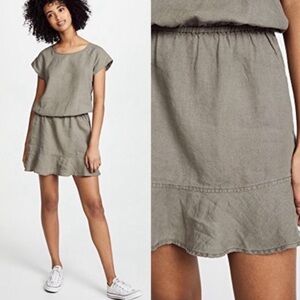 JOIE dress quora olive green ruffle fatigue 100% linen olive green medium